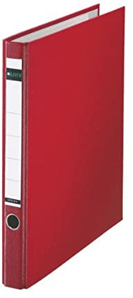 Leitz Plastik-Ringordner ohne Schlitze A4, Rot, 3,5 cm Rückenbreite, PP-laminierter Einband, 10140025