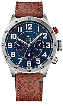 Tommy Hilfiger Reloj Analógico de Cuarzo multifunción para Hombre con Correa en Piel Marrón - 1791066