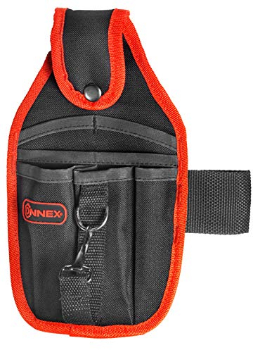 Connex Werkzeugtasche - 6 Fächer - Inkl. Hammerhalter & Universalhalter - Mit Gürtelschlaufe - Pflegeleicht/Werkzeugtasche für den Gürtel/Werkzeuggürtel/Gürteltasche / COX952052,Schwarz,rot