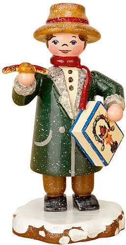 Kleine Figuren & Miniaturen Winterkinder Vater kauft ein - 8cm - Hubrig Volkskunst