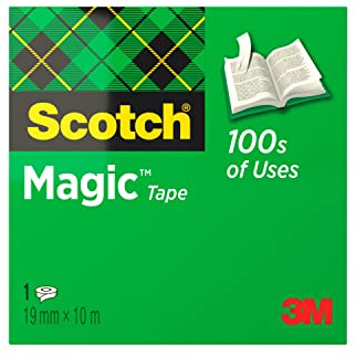 Scotch M8101910 Magic 810 tejp (cellulosaacetat, 19mm x 10m) Matt/Osynlig förpackning | Universell tejp för reparation, märkning och låsning; matt, osynlig och skrivbar