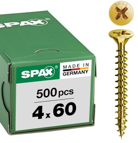 SPAX Vis universelle, 4 x 60 mm, 500 pièces, Tête centrante, Tête fraisée, Cruciforme Z2, 4CUT, YELLOX - 1081020400605