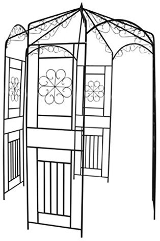 Anself Rosenbåge rosenpaviljong av metall metallpaviljong för rosor och klätterväxter 250 cm mörkgrön