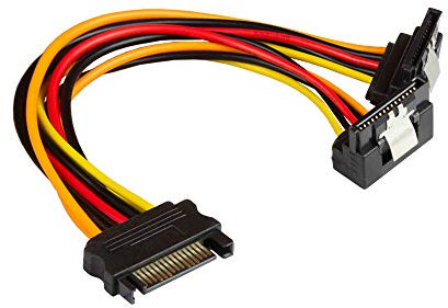 SATA Y-Stromkabel, SATA Stecker an 2x SATA Buchse 90° nach unten gewinkelt, Good Connections®