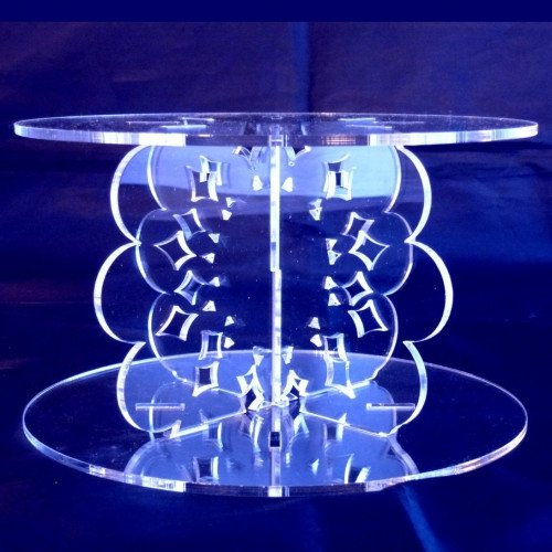 Servewell Doily Design - Alzata rotonda per torta a un piano, colore: Trasparente - Base 30 cm, Top 28 cm