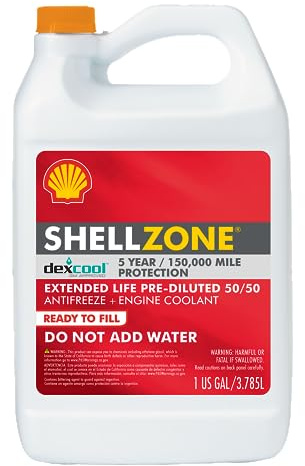 Shell Oil Zone Dex-Cool Extended Life ELC Antifreeze + Coolant, Pre-Diluted 50/50 (1 Gallon, Single Pack)