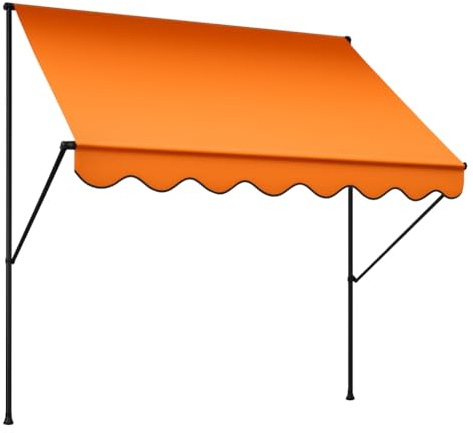 ANGERER Klemmmarkise Exklusiv orange, 400 cm | Markise für Sonnenschutz, Montage ohne Bohren, ideale Balkonmarkise für Mietwohnungen, Made in Germany, waschbarer Stoff