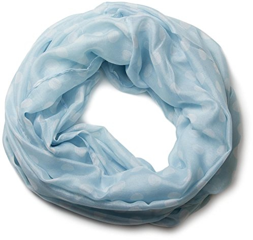 styleBREAKER Bufanda de bucle para mujer - Lunares - bufanda tubular de patrón de puntos ligera - 90x105 cm - suave 01016043, color:Azul claro
