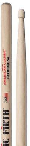 Vic Firth American Classic Series Drumsticks - Extreme 5A - American Hickory - Wood Tip