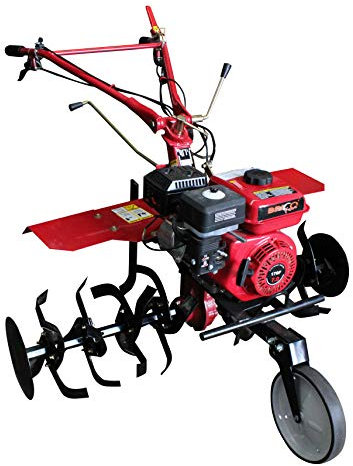 Bricoferr Motozappa con Trasmissione Ingranaggi, Motore 7hp, Ruote 5.00X10, Lame e asuratore Anche