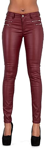 Crazy Lover Pantaloni Donna Vita Media in Similpelle, Skinny Fit con Tasche Posteriori Perfetti per Un Look Audace e Chic (S, Borgogna)