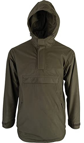 JACK PYKE Galbraith Mens Smock Waterproof Windproof Hooded Jacket, Silent Outdoor Hunting Pullover, Adjustable Cuffs & Waist, Multi Zip Pockets for Walking, Shooting, Hiking - Green, XL