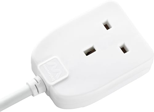 Masterplug One Socket Single Extension Lead, 10 Metre Cable, Unswitched, 1-Way Plug Extension Cable, Basic Power, White, 13A, 1G, 10m, BOG10