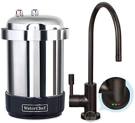 WaterChef U9000 Premium Under-Sink Water Filtration System w/Intelligent Monitor & Designer Series Faucet (Oil Rubbed Bronze), NSF/ANSI Certified for 78 Contaminants, 1,000 Gal, Stainless, Made in USA