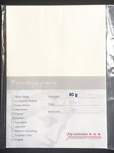 100 Blatt DIN A3 Transparentpapier klar weiß 80g/m² von Top Lamination - exzellente Durchsicht, sehr gute Qualität, für: Einladungen, Visitenkarten, Einlegeblätter für Alben, Hochzeitskarten, Architektenpläne, Bastelarbeiten