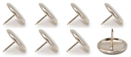 K.D.J. Brand Möbelgleiter Metall 8 Stück Ø 20mm, rund, Teppichgleiter für Stühle, Stuhlgleiter für Teppich und Teppichboden, Metallgleiter mit Nagel – Made in Germany