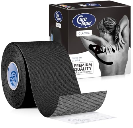 CureTape Classic 5cm | Vendaje Kinesiológico Resistente al Agua | Cinta Médica | Venda Neuromuscular | La Mejor Adhesión | Aumenta la Movilidad y el Rendimiento | Reduce el Dolor Articular
