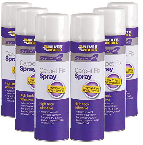 6 x Everbuild Carpet Adhesive Sticking Spray Glue - 500ml