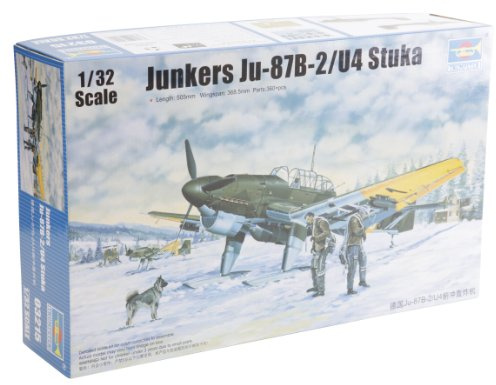 Trumpeter 003215-1/32 Junkers Ju-87 B2/U4 Stuka Flugzeug, Grau, Silber, Weiß