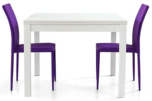 KONTE.DESIGN Tavolo POSITANO allungabile in legno, apertura a libro, finitura bianco frassinato, 90 x 90 x 76 cm