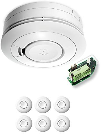Electronics EI 650 RF Detector de Humos (con batería de 3V de Litio, Incluido el módulo con batería de Litio integrada, 10 años de Vida útil del Producto) Color Blanco, EI 650 RF