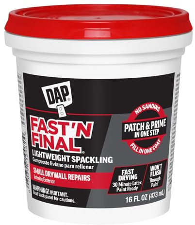 DAP Fast 'N Final Lightweight Spackling, White, 16 Oz (7079812141)