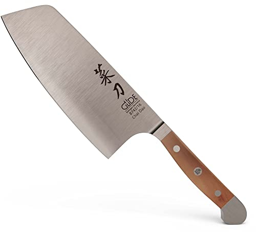 GÜDE Solingen - Chai Dao, China Kochmesser geschmiedet, 16 cm, Birnenholz, ALPHA BIRNE, Doppelkropf, Handmade Germany