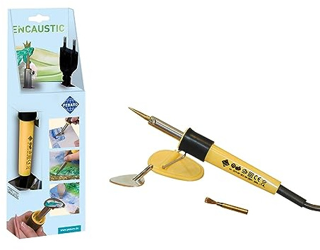 Pebaro 0270 Encaustic-Set, Kolben mit 3 Aufsätzen Schreibspitze, Messingbürste und Bügeleisen zum Malen, Zeichnen und Schreiben mit Wachsfarben