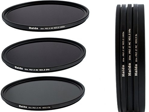 PROFOX / HAIDA Slim Pro II Digital MC Neutraldichtefilter-Set bestehend aus ND8 / ND64 / ND1000 Filtern 67 mm mit Stapelkappe, Filterbehälter und Pro-Objektivdeckel mit Innengriff