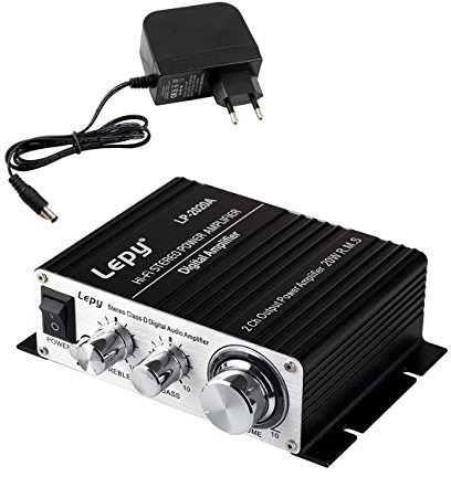 LEPY LP- 2020A + HiFi (2 x 20W) Amplificador Audio para MP3 MP4 Amplificador Estereo para Telefono Ordenador DAC y etc Negro + Fuente de Alimentacion de CA Adaptador de Cargador DC 13.5V 3A