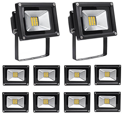 Leetop 10W 20W 30W 50W Blanco Cálido Luz Proyector LED Foco Proyector,IP65 Impermeable Resistencia(10pcs:20W)
