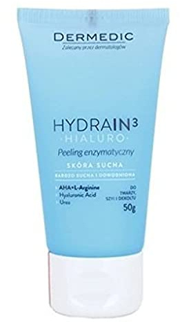 dermedic – hydrain3 – hialuro – 50 g – Enzymatische Peeling – empfohlen für sanfte Reinigung von empfindliche und trockene Haut – Hypoallergen