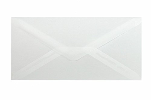Paper24 25 Briefumschläge Transparent DIN lang 110x220 mm, 11x22 cm, ohne Fenster, Ideal für Einladungskarten Hochzeit Geburtstag u. ä.