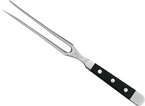 GÜDE Solingen - Köttgaffel smidd, 18 cm, POM svart, ALPHA - double bolster, Handgjord Tyskland