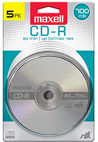 Maxell 648220, reproducción de Superficie sin Ruido CDs grabables de 700 MB de Almacenamiento - 2X a 48x, Velocidad de Escritura con 80 Minutos - CD en Blanco, Almacenamiento de