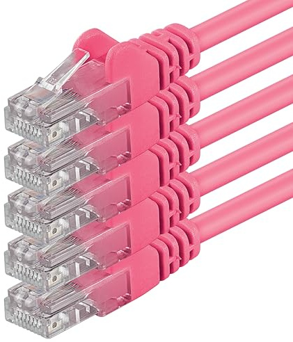 1aTTack.de 5x 5m Câble Réseau Cat6 Cat 6 - RJ45 Ethernet LAN DSL Routeur Modem - Magenta