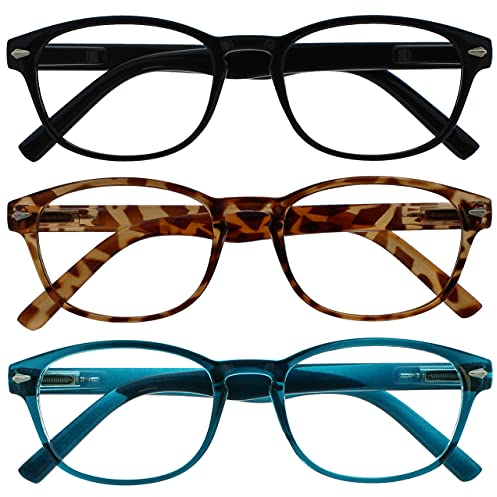 OPULIZE Occhiali Da Lettura Speciale 3 Pacco Misto Offrire Mare Blu Marrone Tartaruga Nero Donna Uomo RRR76-123 +2,00