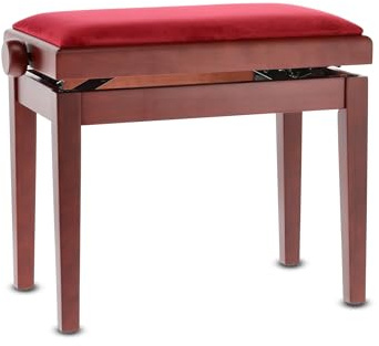 Banc de piano GEWA Deluxe, bois massif, réglable en hauteur, acajou mat