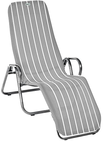 acamp Gartenliege klappbar Calypso | Wetterfest beschichtete Liege | Sonnenliege klappbar mit Bezug aus atmungsaktivem Acatex-Gewebe | Kippliege mit hohem Liegekomfort | Liegestuhl in Platin Denver