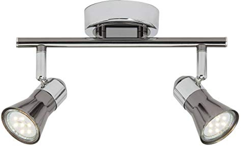 BRILLIANT lámpara Jupp LED spot tube 2 luces cromo/negro | 2x LED-PAR51, GU10, lámparas reflectoras LED de 3W incluidas, (250lm, 3000K) | Escala A ++ a E | Cabezas giratorias