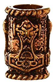 NKlaus Wikinger Haarschmuck Bartperle ARVIR Thorhammer Bronze Lockenperle 6412