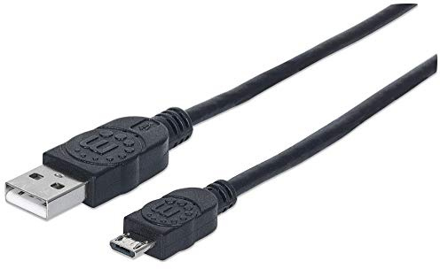 Manhattan USB-A to Micro-USB Cable, 5m, Male to Male, 480 Mbps (USB 2.0), Black, Polybag