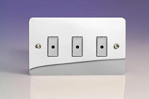 Varilight 3-Gang 1-Way Remote/Tactile Touch Control Master LED Dimmer Light Switch 3 x 0-100W (Max 10 LEDs) Polished Chrome JFCE103