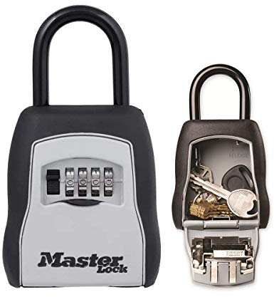 MASTER LOCK Portable Key Safe with Shackle, Medium 90 x 157 x 40 mm, Outdoor, for Home Office Industries Vehicles