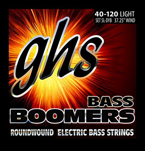 GHS Bass Boomers - Bass String Set, 5-String, Light, .040-.120 | Vernickelt, leichte Gauge, seidige Enden für 5-saitige Bässe
