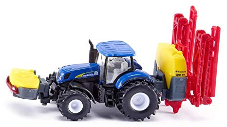 siku 1799, New Holland Traktor mit Kverneland Pflanzenschutzspritze, 1:87, Metall/Kunststoff, Blau, Einklappbares Gestänge
