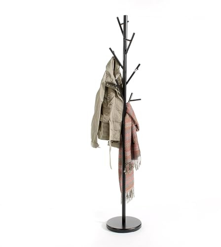 IDIMEX Porte-Manteaux ZENO Portant à vêtements sur Pied en Forme d'arbre avec 6 Crochets sur différentes hauteurs, en métal laqué Noir