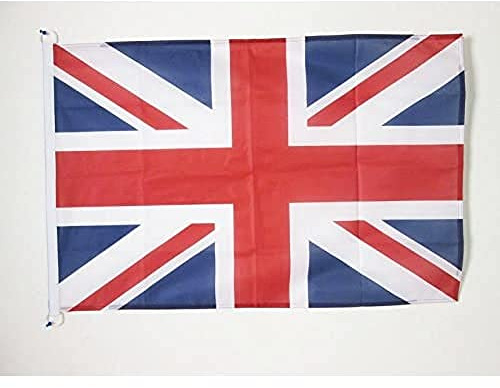 AZ FLAG Pavillon Royaume-Uni 90x60 cm Maille Bloquée Anneaux Plastique | Usage extérieur et nautique Pavillon nautique anglais United Kingdom avec anneaux en plastique polyester maille