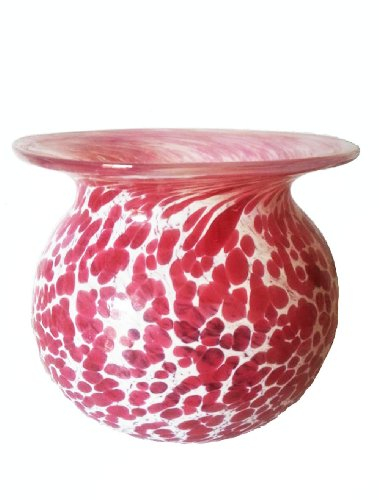 Oberstdorfer Glashütte Kugelvase farbige Glaskugelvase rosa Weiss marmorierte Kristallglas Blumenvase mundgeblasen Höhe ca. 7,5 cm