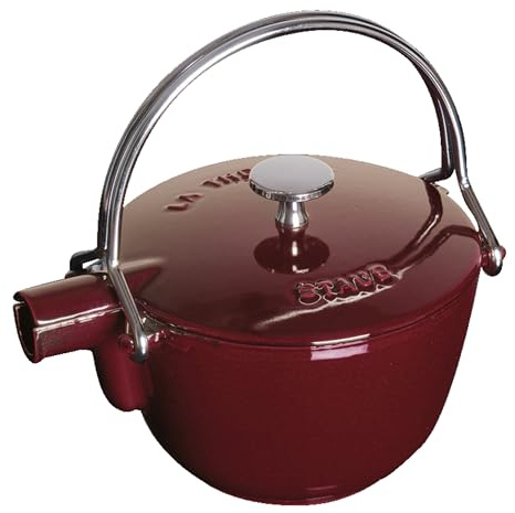 STAUB Teekanne, Wasserkessel aus Gusseisen, Rund, 16,5 cm, 1,1 L, Für alle Herdarten, Grenadine-Rot